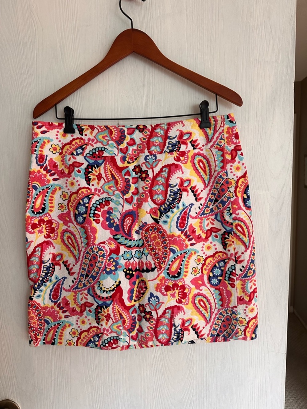 Talbots Pink Paisley-Print Mini Skirt with Multicolor Accents